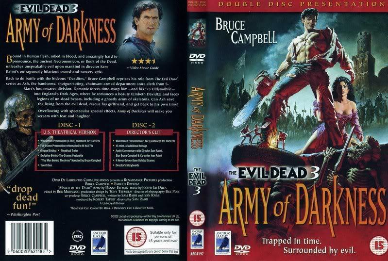 ARMY OF DARKNESS (Evil Dead 3) Sam Raimi Region 2 1993 both versions 2 DVD
