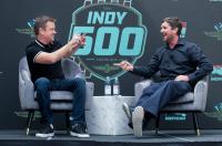 Matt Damon and Christian Bale speak at the Indianapolis Motor Speedway on May 25, 2019 in Indianapolis, Indiana, ahead of the 103rd running of the Indianapolis 500.