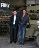 Logan Lerman & Brad Pitt at an event for Fury (2014)