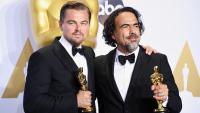 Alejandro González Iñárritu & Leonardo DiCaprio at the 2016 Oscar Awards